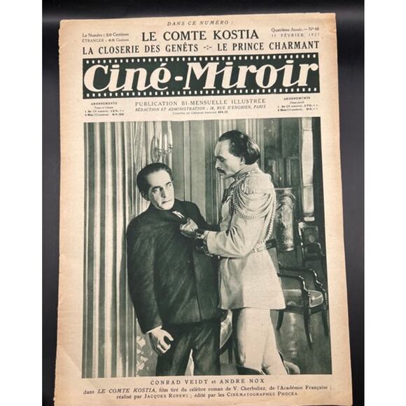 Rare 1925 French Cine Miroir Conrad Veidt Magazine Count Kostia, Dr. Caligari - Picture 1 of 5